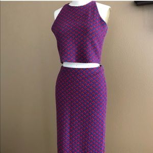 Knit Chevron Midi Skirt & Crop Top